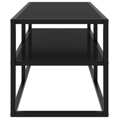 vidaXL Meuble TV noir avec verre noir 100x40x40 cm