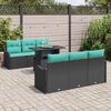 vidaXL Ensemble de canap&eacute; de jardin 7 pcs Noir et Bleu polyrotin
