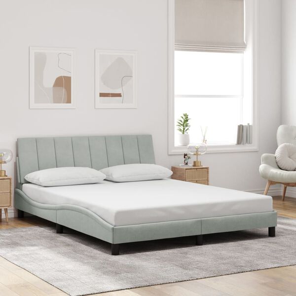 vidaXL Cadre de lit avec LED sans matelas Hanko gris clair 152x203 cm velours