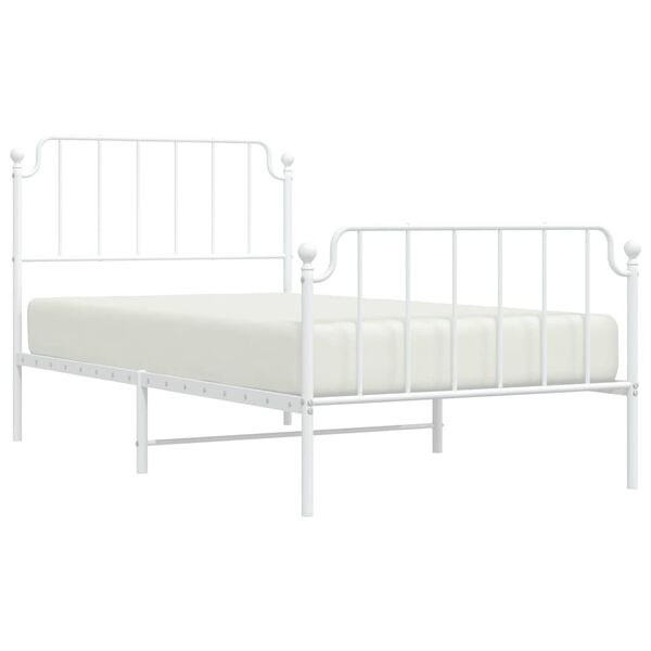 vidaXL Cadre de lit m&eacute;tal sans matelas et pied de lit blanc 100x200 cm