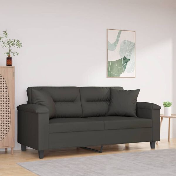 vidaXL Canap&eacute; 2 places avec oreillers et coussins Gris fonc&eacute; 140 cm