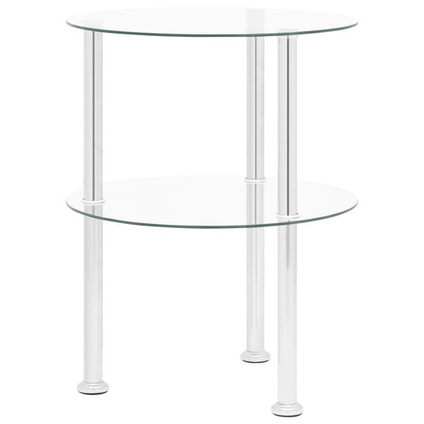 vidaXL Table d'appoint 2 niveaux Transparent 38 cm Verre tremp&eacute;