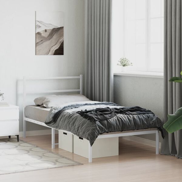 vidaXL Cadre de lit métal sans matelas et tête de lit blanc 100x200 cm