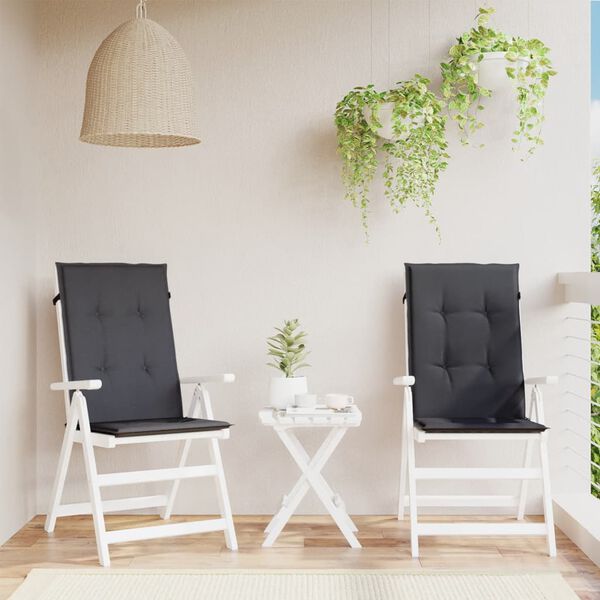 vidaXL Coussins de chaise &agrave; dossier haut lot de 2 anthracite m&eacute;lang&eacute;