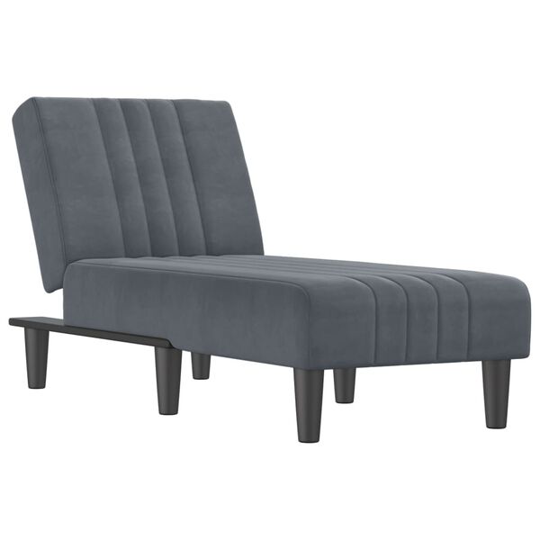vidaXL Chaise longue gris foncé velours