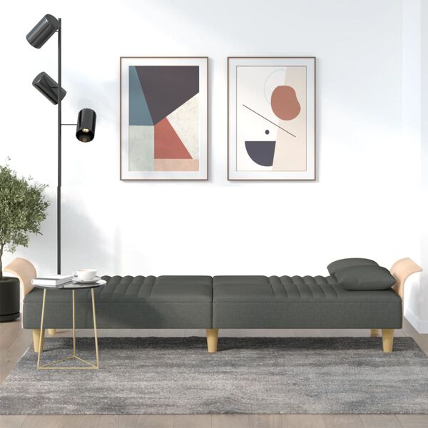 vidaXL Canap&eacute;-lit avec accoudoirs gris fonc&eacute; tissu