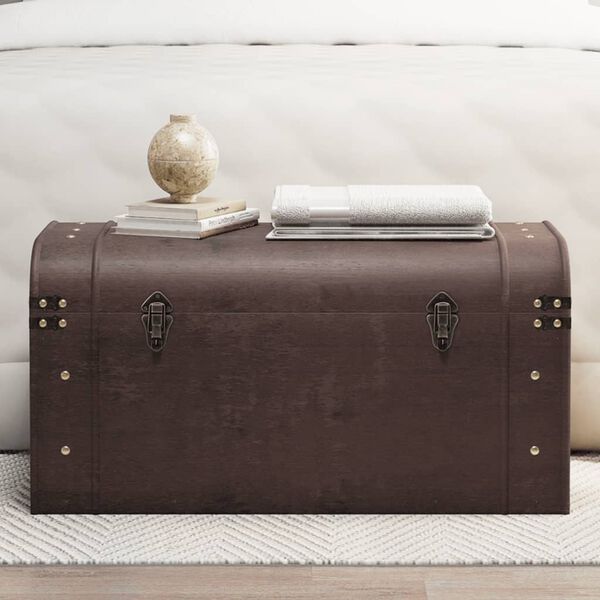 vidaXL Coffre &agrave; tr&eacute;sors avec loquets marron fonc&eacute; contreplaqu&eacute;