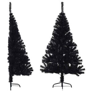 vidaXL Demi sapin de No&euml;l artificiel avec support Noir 150 cm PVC