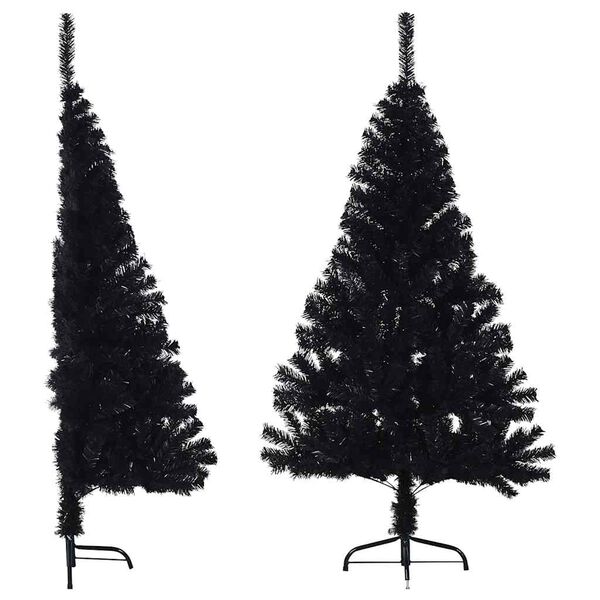 vidaXL Demi sapin de No&euml;l artificiel avec support Noir 150 cm PVC