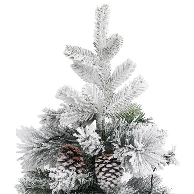 vidaXL Sapin de Noël pré-éclairé avec neige floquée/cônes 195cm PVC/PE