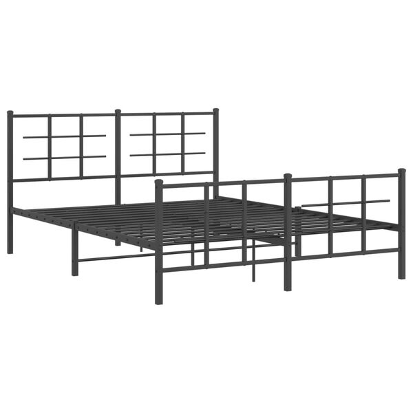 vidaXL Cadre de lit m&eacute;tal sans matelas avec pied de lit noir 150x200cm