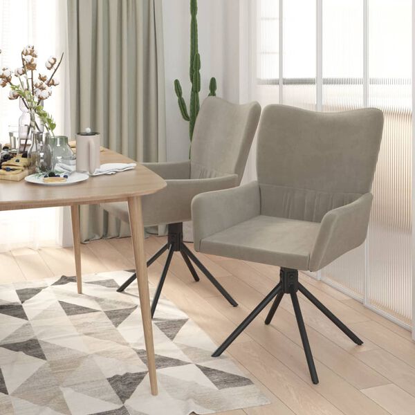 vidaXL Chaises pivotantes &agrave; manger lot de 2 Gris clair Velours