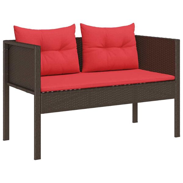 vidaXL Ensemble de canap&eacute; de jardin 6 pcs Marron et rouge polyrotin