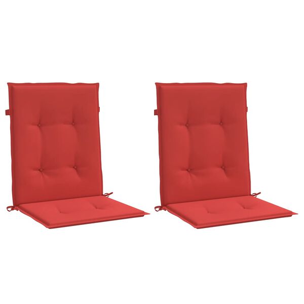 vidaXL Coussins de chaise de jardin &agrave; dossier bas lot de 2 rouge
