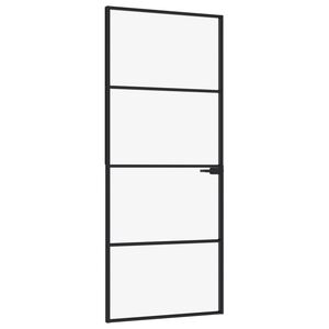 vidaXL Porte d'intérieur Noir 83x201,5 cm Trempé verre aluminium fin