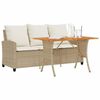 vidaXL Canap&eacute; de jardin 3 places coussins table beige r&eacute;sine tress&eacute;e