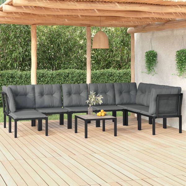 vidaXL Salon de jardin 9 pcs noir et gris r&eacute;sine tress&eacute;e