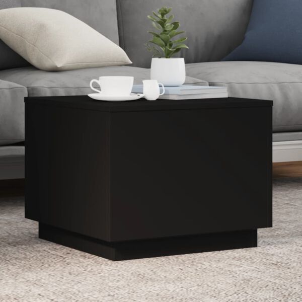 vidaXL Table basse avec lumi&egrave;res LED noir 50x50x40 cm