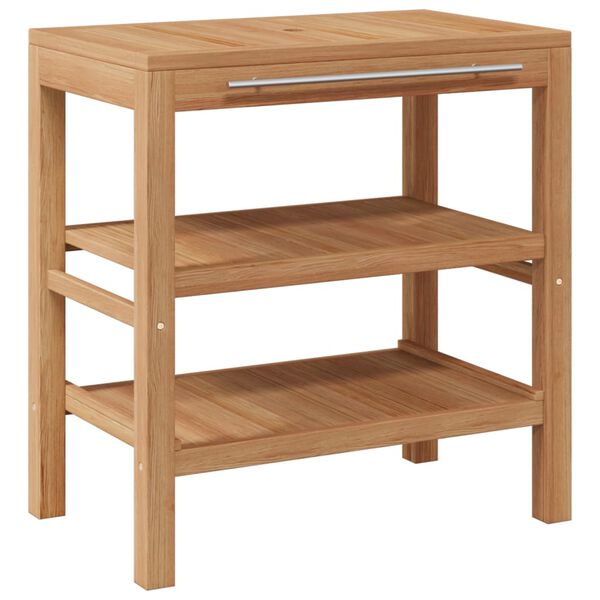 vidaXL Armoire de toilette Teck solide et lavabo en pierre de rivière