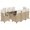 vidaXL Ensemble &agrave; manger de jardin et coussins 9 pcs beige Poly rotin