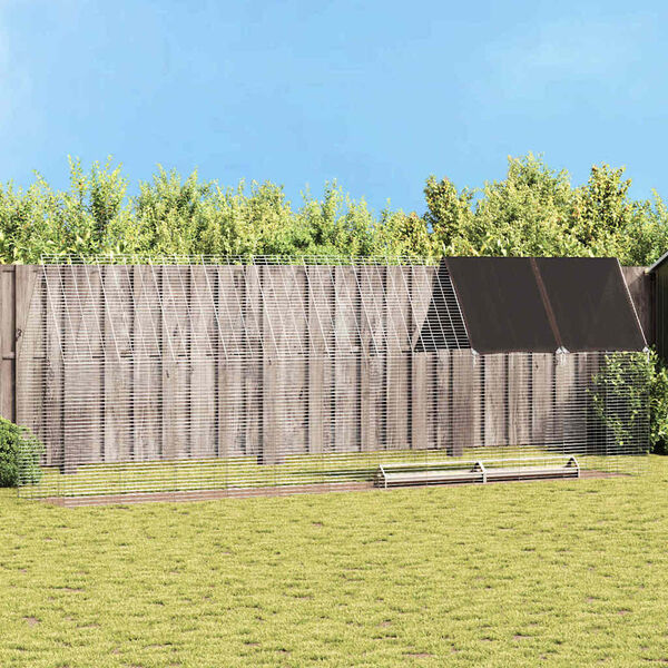 vidaXL Cage &agrave; poules 2 pcs Argent&eacute; 600 x 100 x 210 cm Acier galvanis&eacute;