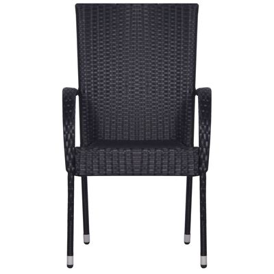 vidaXL Chaises empilables d'extérieur lot de 2 Résine tressée Noir