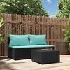 vidaXL Salon de jardin 3 pcs avec coussins Noir R&eacute;sine tress&eacute;e
