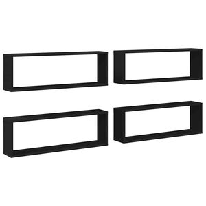 vidaXL &Eacute;tag&egrave;res cube murales 4 pcs Noir 80x15x26,5cm bois d'ing&eacute;nierie
