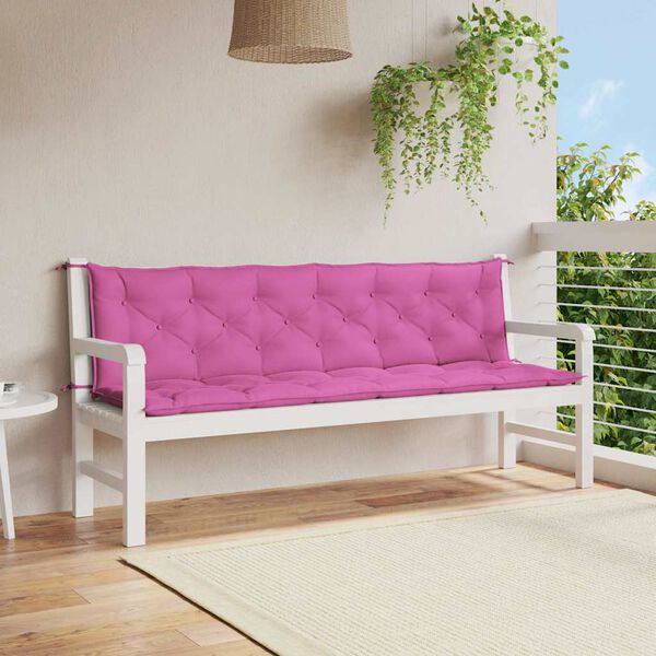 vidaXL Coussins de banc de jardin lot de 2 rose 200x50x7 cm tissu