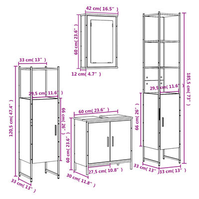 vidaXL Ensemble de meubles de salle de bain 4 pcs Chêne fumé Bois