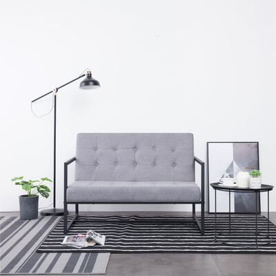 vidaXL Canapé-lit à 2 places avec accoudoirs gris clair acier et tissu