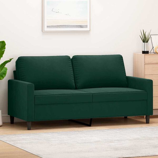 vidaXL Canapé à 2 places Vert foncé 140 cm Velours