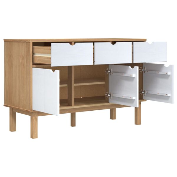 vidaXL Buffet OTTA Marron et blanc 114x43x73,5 cm Bois massif pin