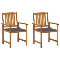 vidaXL Chaises de jardin avec coussins lot de 2 Bois d'acacia massif