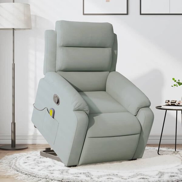 vidaXL Fauteuil inclinable de massage gris clair velours