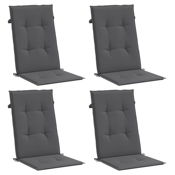 vidaXL Coussins de chaise de jardin &agrave; dossier haut lot de 4 anthracite