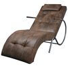 vidaXL Chaise longue avec oreiller marron tissu &agrave; l'aspect de daim