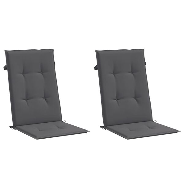 vidaXL Coussins de chaise de jardin à dossier haut lot de 2 anthracite