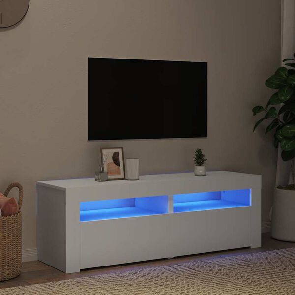 vidaXL Meuble TV avec lumières LED blanc 120x35x40 cm