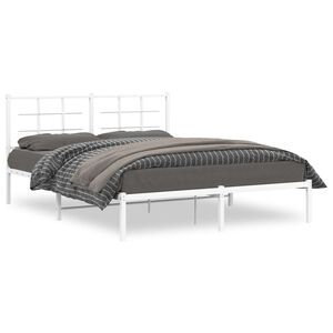 vidaXL Cadre de lit m&eacute;tal sans matelas et t&ecirc;te de lit blanc 150x200 cm