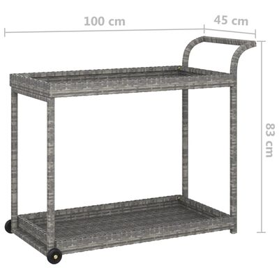 vidaXL Chariot de bar Gris 100x45x83 cm Résine tressée