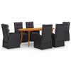 vidaXL Ensemble &agrave; manger de jardin 7 pcs Noir