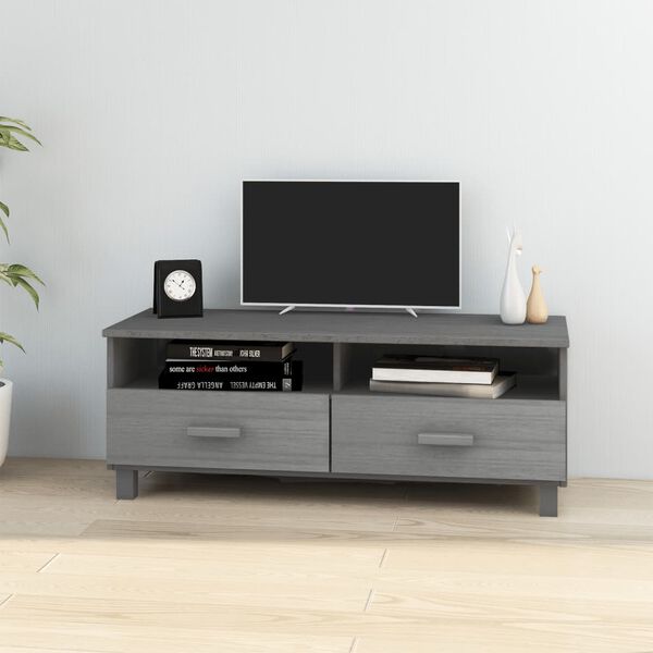 vidaXL Meuble TV HAMAR Gris fonc&eacute; 106x40x40 cm Bois massif de pin