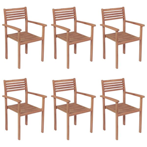 vidaXL Chaises de jardin empilables avec coussins lot de 6 Teck solide