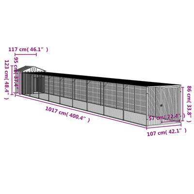 vidaXL Poulailler avec cour anthracite 117x1017x123 cm acier galvanisé