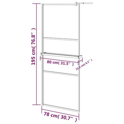 vidaXL Paroi de douche avec étagère Noir 80x195 cm Verre ESG&Aluminium