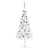 vidaXL Arbre de No&euml;l artificiel d'angle LED et boules blanc 120 cm PVC