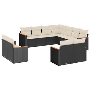 vidaXL Salon de jardin 11 pcs avec coussins noir r&eacute;sine tress&eacute;e
