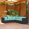 vidaXL Salon de jardin 5 pcs avec coussins R&eacute;sine tress&eacute;e Noir