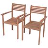 vidaXL Chaises de jardin lot de 2 avec coussins bordeaux Teck massif